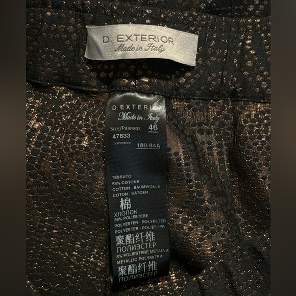 D. Exterior | Metallic Jacquard Pants Brocade Black Bronze‎ Sz 46/10 - Picture 3 of 7